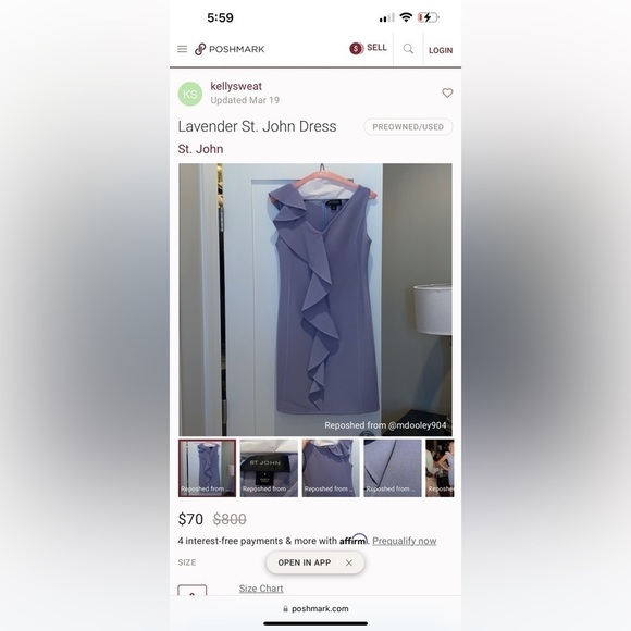 ST. John Periwinkle Wool Ruffle Sleeveless Sheath Dress - Picture 11 of 12